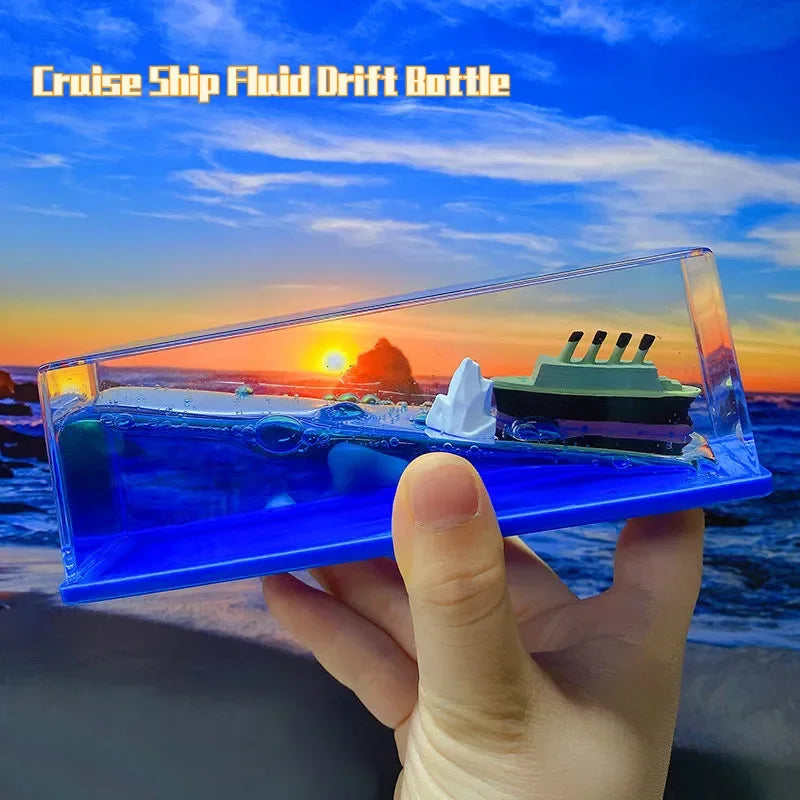 Thousand Sunny Floating Ship Fluid Liquid Drift Bottle Figure One Piece Barco Going Merry Ship Floating Boat Desk Decor Toy Gift