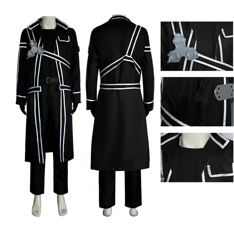 Anime Sword Cos Kirito Kazuto Kirigaya Cosplay Costume Art Online Jacket Shirt Pants Hallowen Party Outfit For Men