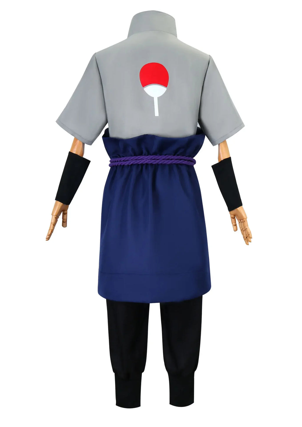 Uchiha Sasuke Cosplay Costume Set - Anime Hokage Shippuden Third Generation Gray Top Suit Wig for Halloween