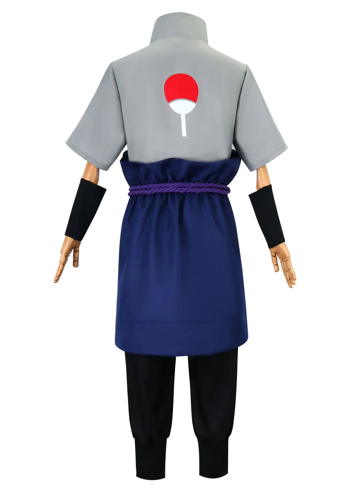 Uchiha Sasuke Cosplay Costume Set - Anime Hokage Shippuden Third Generation Gray Top Suit Wig for Halloween