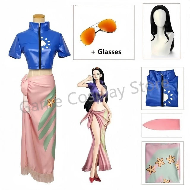 Anime Cosplay Costume Dress Outfits Nico Robin Cosplay Costume Glasses Party Wig Suit Costumes For Girl Halloween Carnival Suit