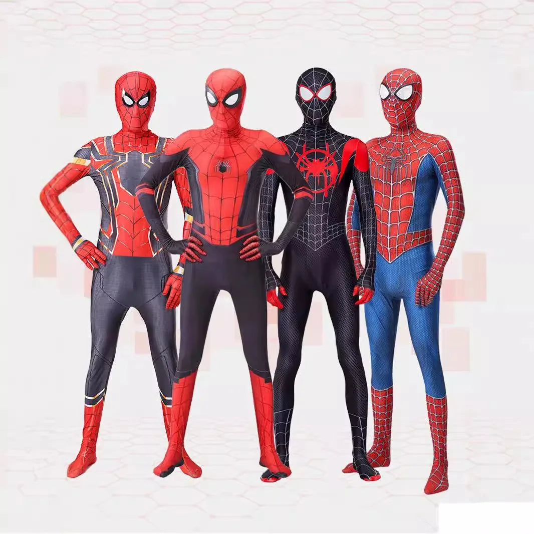 Halloween Role‑Play Bodysuit Stretchy Full Jumpsuit With Headcover Hero Themed Outfit For Cosplay Enthusiasts