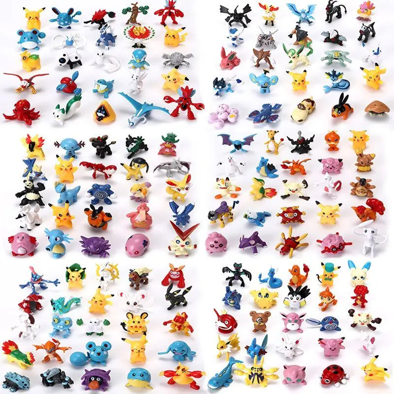 144pcs Mini Pocket Monster Action Figure Pvc Model Statue Ornament Desktop Decor Anime Collection Pc Case Doll Toy Gift