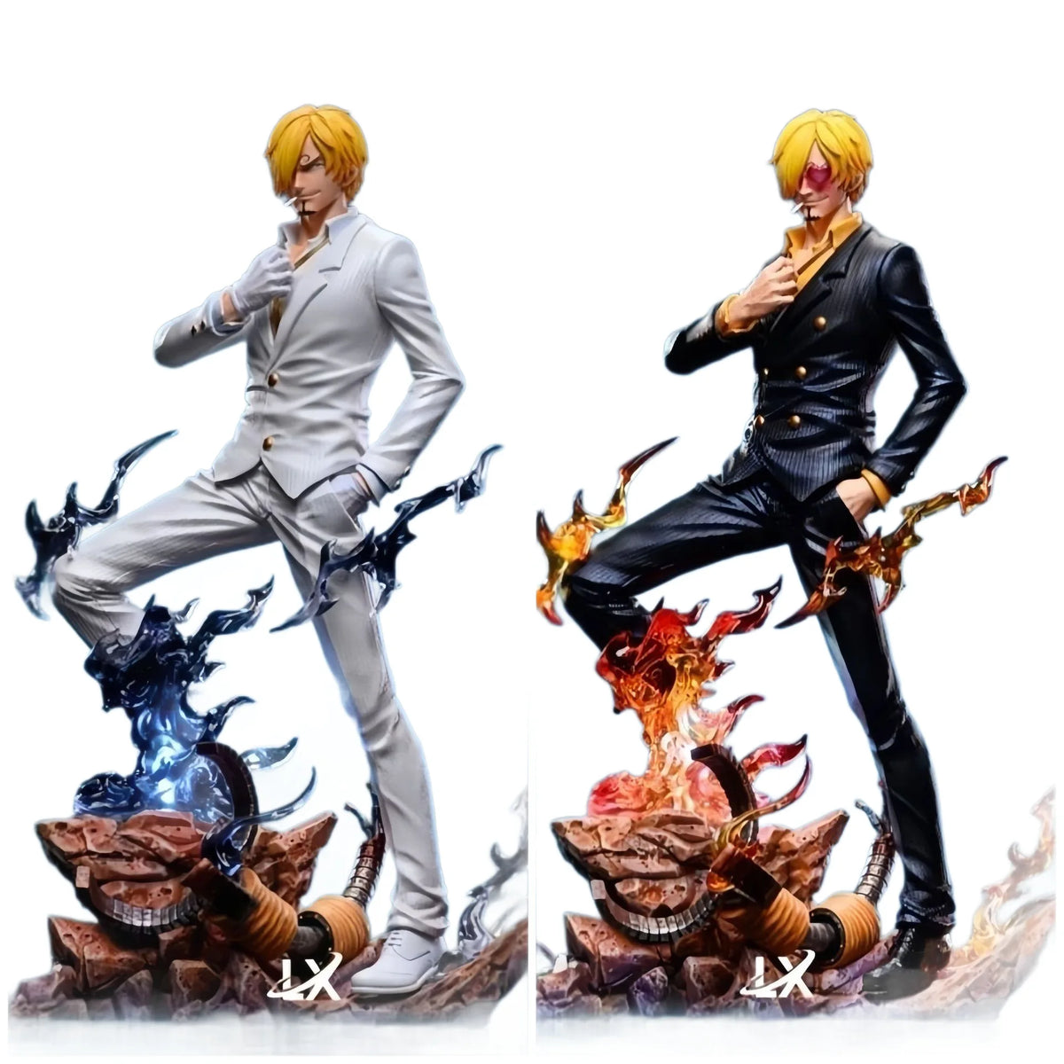 One Piece Sanji Dual Wings Anime Figure with 2 Heads GK Statue Model Toy 25cm