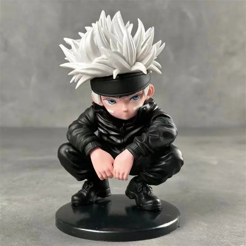 Bandai Jujutsu Kaisen Q Version Figure Gojo Satoru Sukuna Fushiguro Megumi Squatting PVC Model Statue Desktop Decorative toy