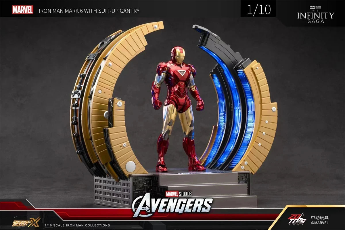 ZD Toys Iron Man MK6 With Suit-up Gantry MK4 With Suit-up Gantry Action Figure Iron Patriot Adult Collection Figure Gift
