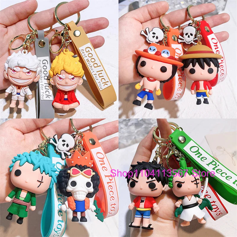 One Piece Luffy Keychain Monkey D. Luffy Roronoa Zoro Cartoon Character Ornament Key Bag Pendant Clothing Accessories