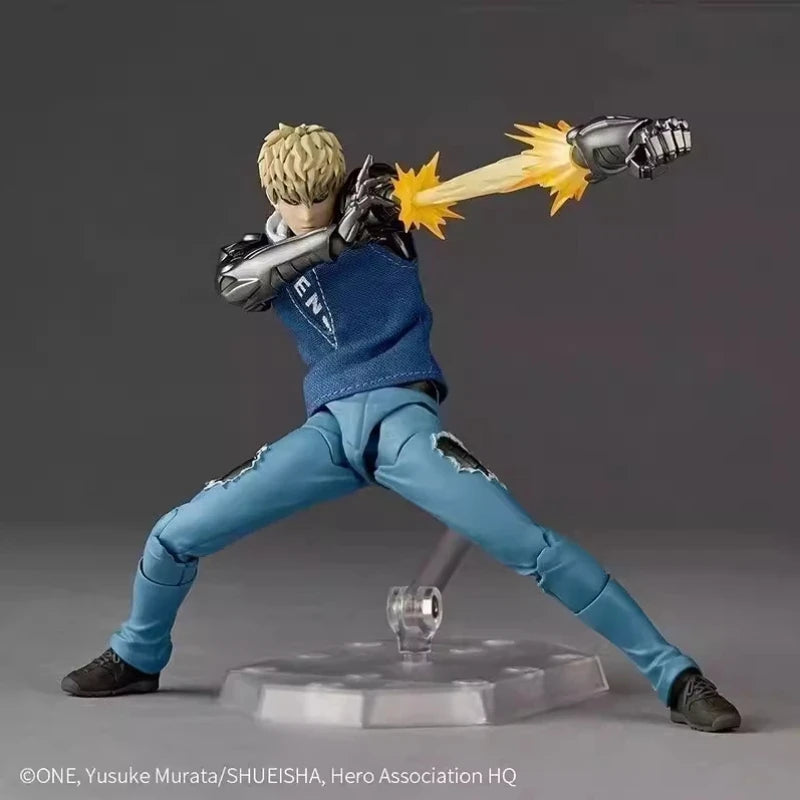 18cm Ko Revoltech Amazing Yamaguchi Genos Action Figure One Punch Man Articulated With Swappable Heads Hands Bonus