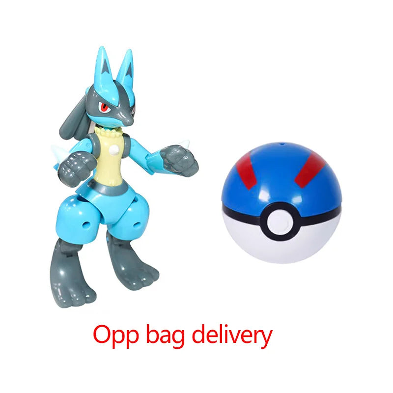 Deform Pokemon Pokeball Greninja Lucario Ball Action Figure Toy Set Mew Pikachu Dragonite Snorlax Venusaur Blastoise Elf Monster