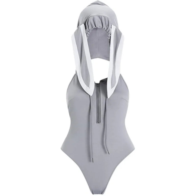 Anime Hollow Jumpsuit Uniform Kawaii Lingerie Sexy Women Sleepwear Cosplay Rabbit Girl Bodysuit Deep V Temptation Pure Bunny Ear