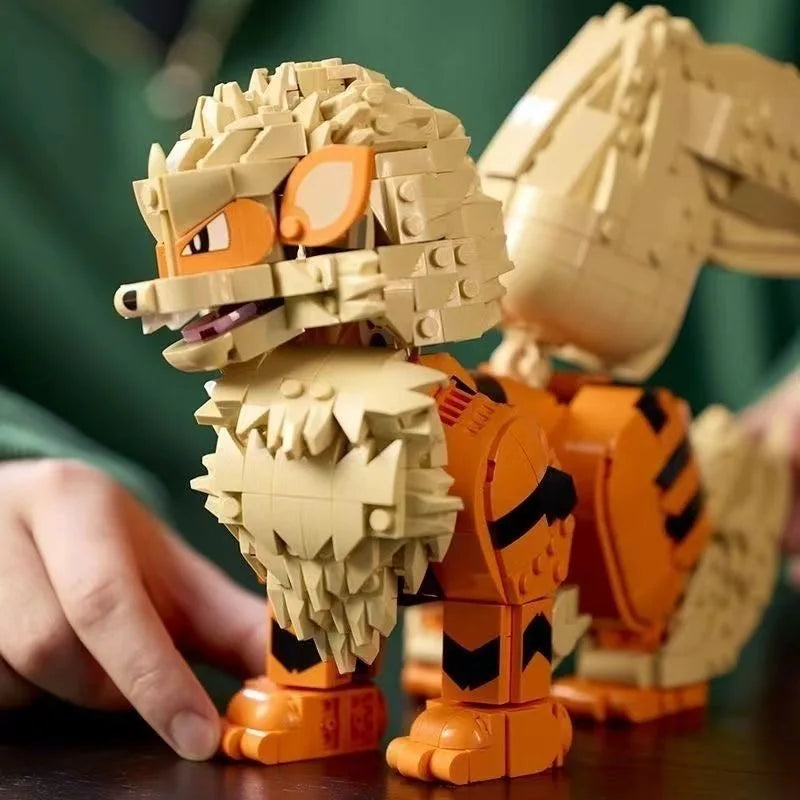 In Stock Fantasy Orange Beast Model Building Blocks Bricks, DIY Assembled Collectible Toy, Desktop Decoration Christmas Gifts