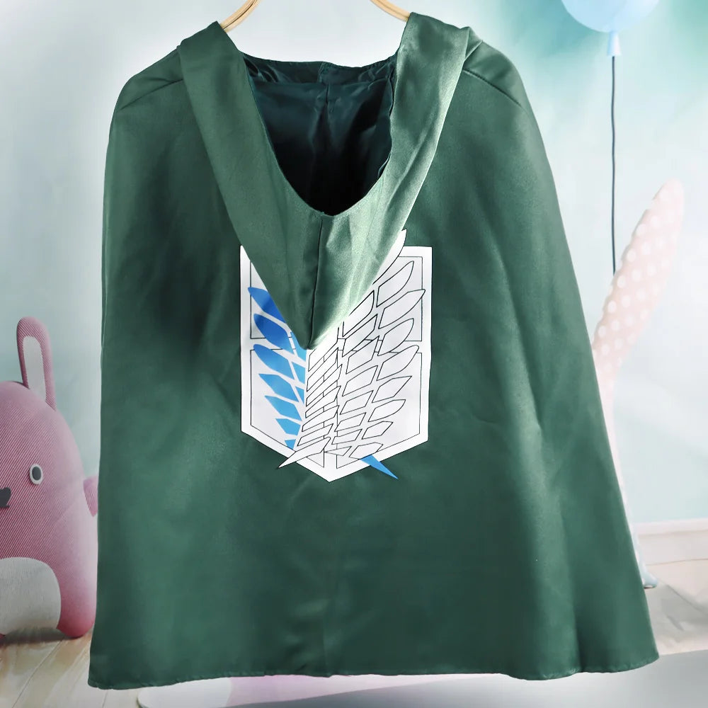 Anime Cosplay Levi Ackerman Mikasa Eren Jaeger Survey Corps Costume For Kids Shirt Hooded Cape Shinzou Wo Sasageyo