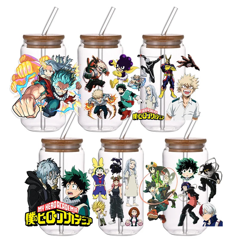 UV DTF Anime HD Sticker Waterdichte DIY My Hero Academia Transfer Sticker Permanent Sticker Water Cup Midoriya Izuku Decorate