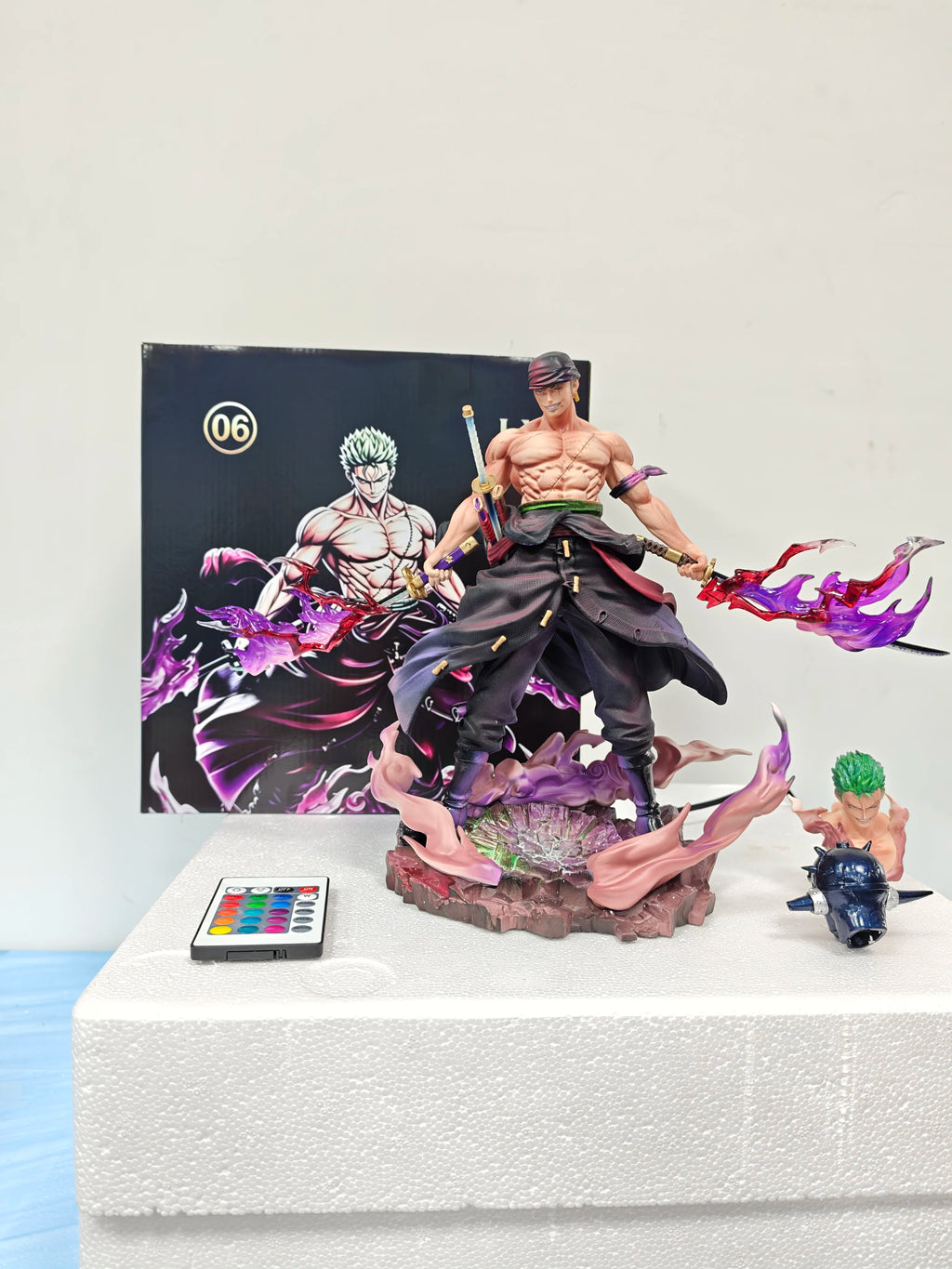 One Piece Explosive Energy Roronoa Zoro Double Head Anime Figure Pvc Collectible Model Statue Decoration Toys Doll Birthday Gift