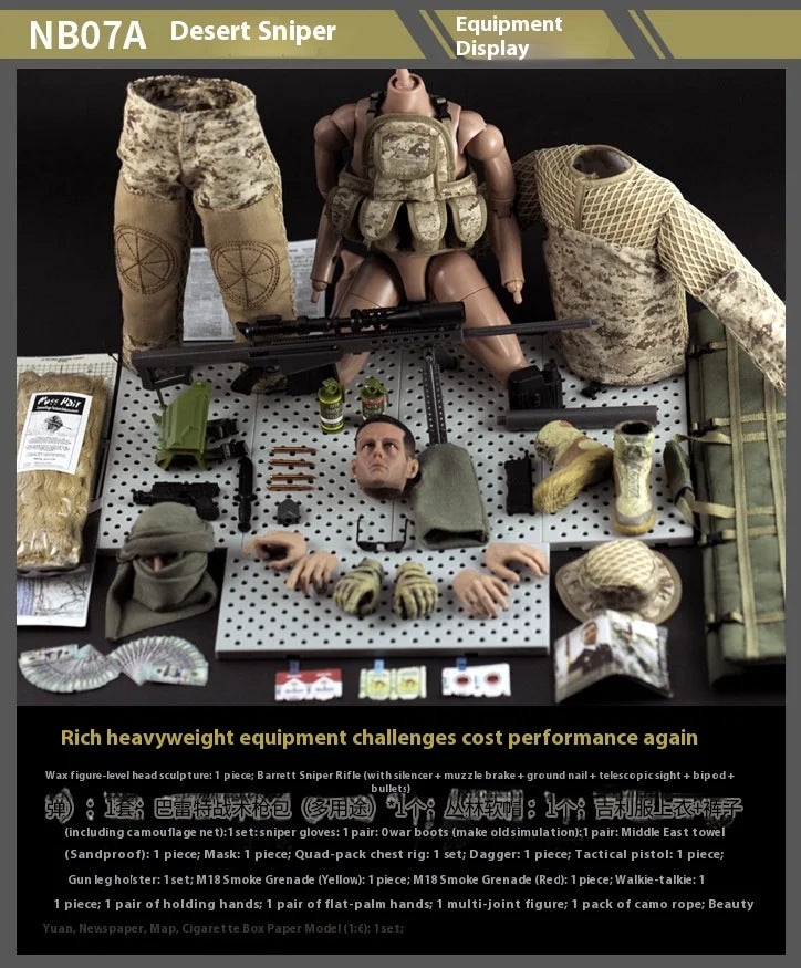 1/6 12-Inch NB07 NB08 Male Soldier Articulated Action Figure Multi-Piece Plastic Collectible Sniper With Barrett Military Models