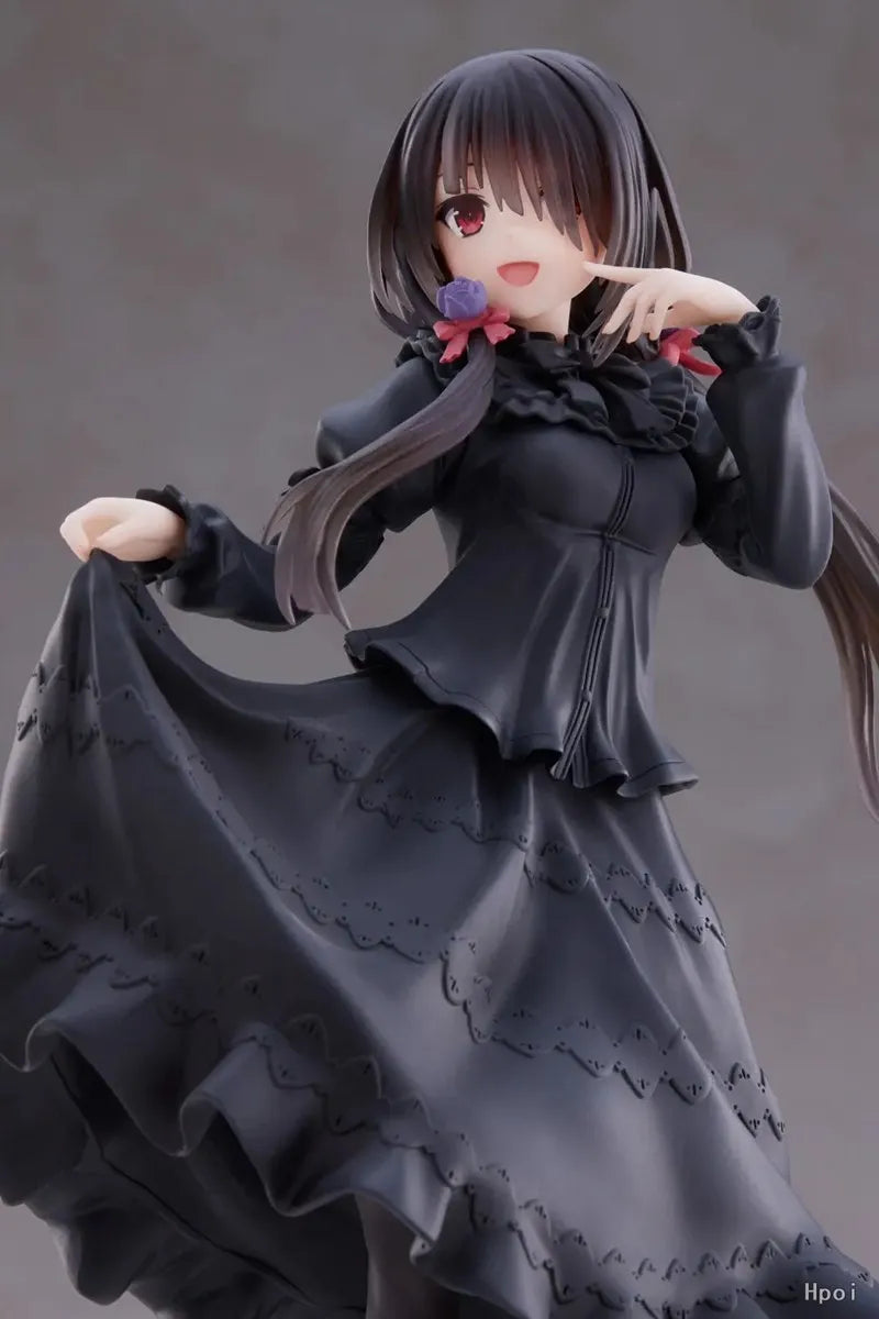 18CM DATE A LIVE Tokisaki Kurumi Anime Figure Cute Girl Model Toy PVC Black Dress Dress-Up Standing Model Car Interior Ornament