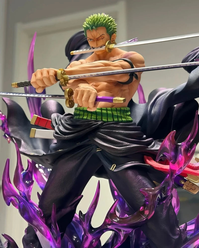 New One Piece 34cm Jt Full Painting Roronoa Zoro Gk Figure Battle Scene Statue Popular Anime Characters Desktop Decoration