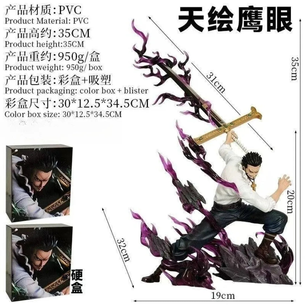 One Piece Dracule Mihawk Hawk Eye GK Action Figure 35cm PVC Static Display Anime Statue Collectible Model Home Decor Fan Gift