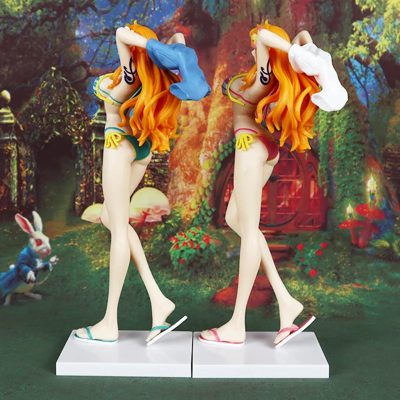 21cm One Piece Nami Figure Girl's On Vacation Nami Red Green Collectible Figurine Toys PVC Action Model Dolls Gifts