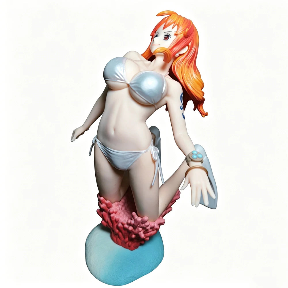 15CM Nami Figure One Piece Anime Action Figures Creator Swimsuit Kneeling Position Toy Gift Collection Decoration Ornaments PVC