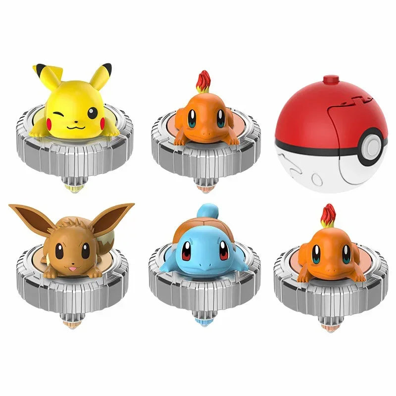 Pokemon Arena Set Spinning Top Ball Game Battle Pokeball Box Anime Figure Pikachu Charmander Squirtle Mew Eevee for Toy Child