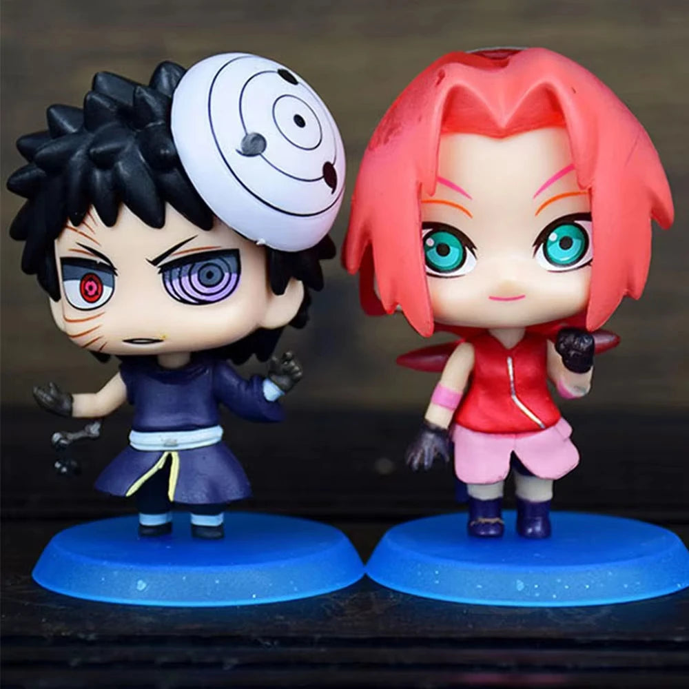 Hot 6pcs/set Naruto Shippuden Anime figure Hinata Sasuke Itachi Kakashi Obito action Figures Q Version PVCToys Dolls Kid Gift