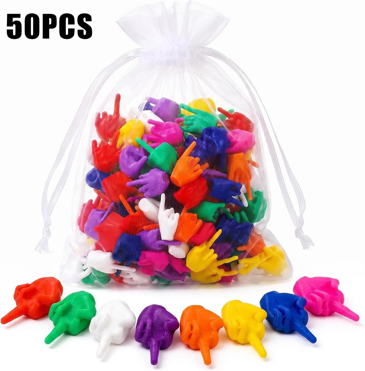 Colorful Spoof Hand Gesture Middle Finger Figurine 25/50/100Pcs Halloween Novelty Party Ornament Mini Desktop Display Accessory