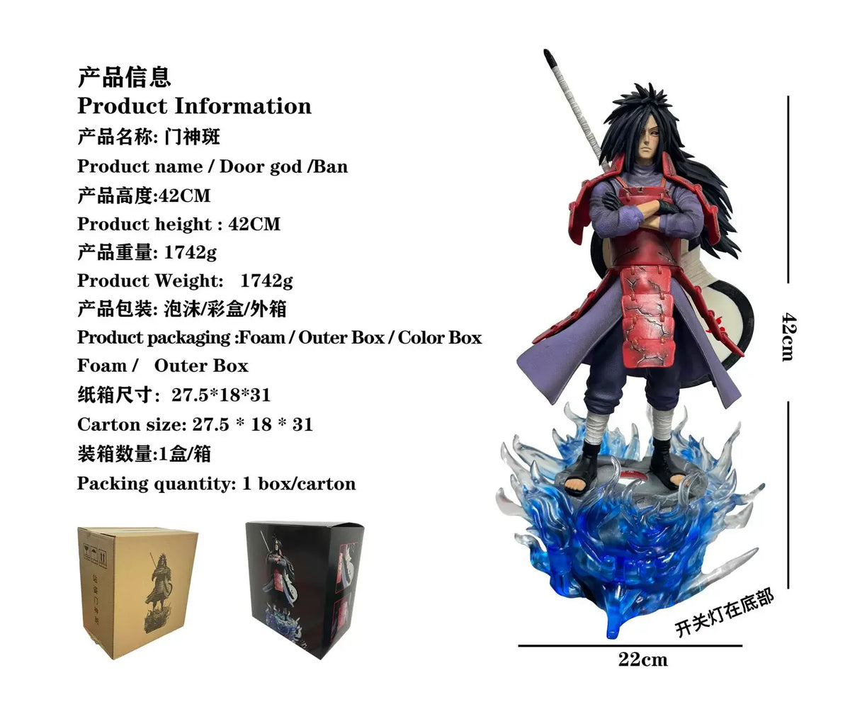 In Stock 25cm 42cm Anime Naruto GK Uchiha Madara CW Gatekeeper Ver LED Light Up PVC Figure Collectible Statue Model Toy Desktop