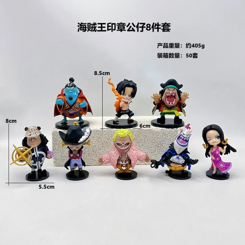 One Piece 8 mini stamps cartoon characters PVC collection seal ornaments gifts