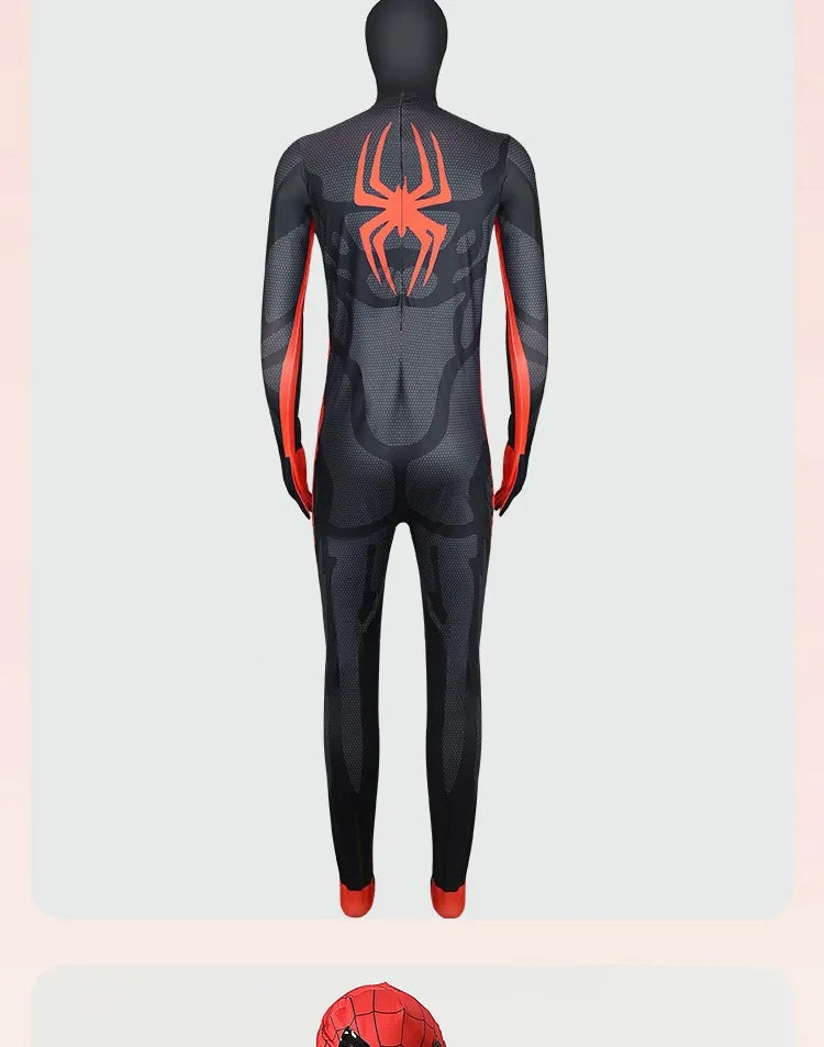 Halloween Role‑Play Bodysuit Stretchy Full Jumpsuit With Headcover Hero Themed Outfit For Cosplay Enthusiasts