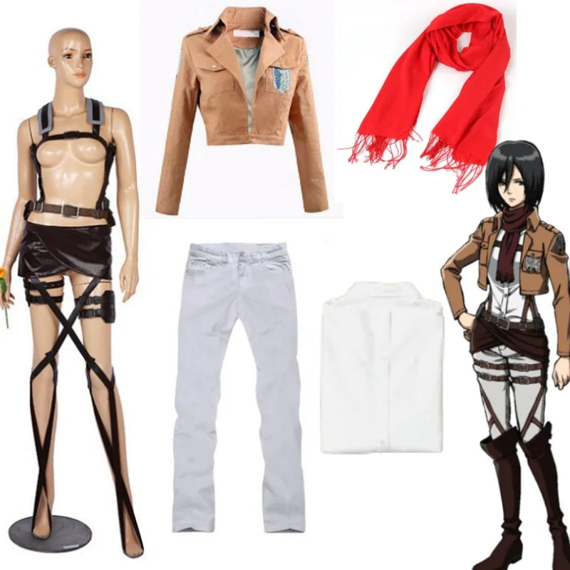 Anime Attack on Titan Levi Ackerman Mikasa Eren Jaeger Soldier Commander Cosplay Suit  Belt Investigation Corps Freedom Wings