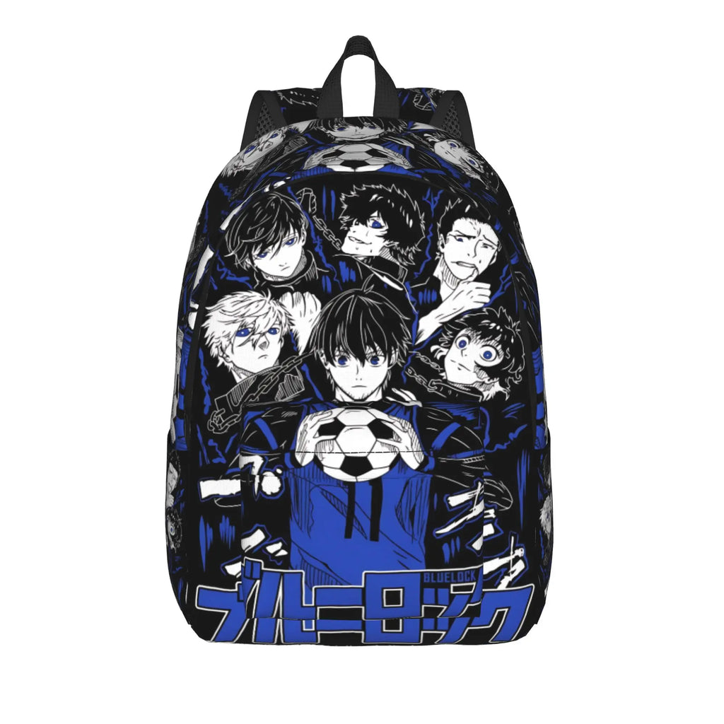 Fashion Blue Lock Football Anime Backpack  Mochilas Casual For Work Zipper Closure Rucksack
