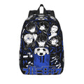 Fashion Blue Lock Football Anime Backpack  Mochilas Casual For Work Zipper Closure Rucksack