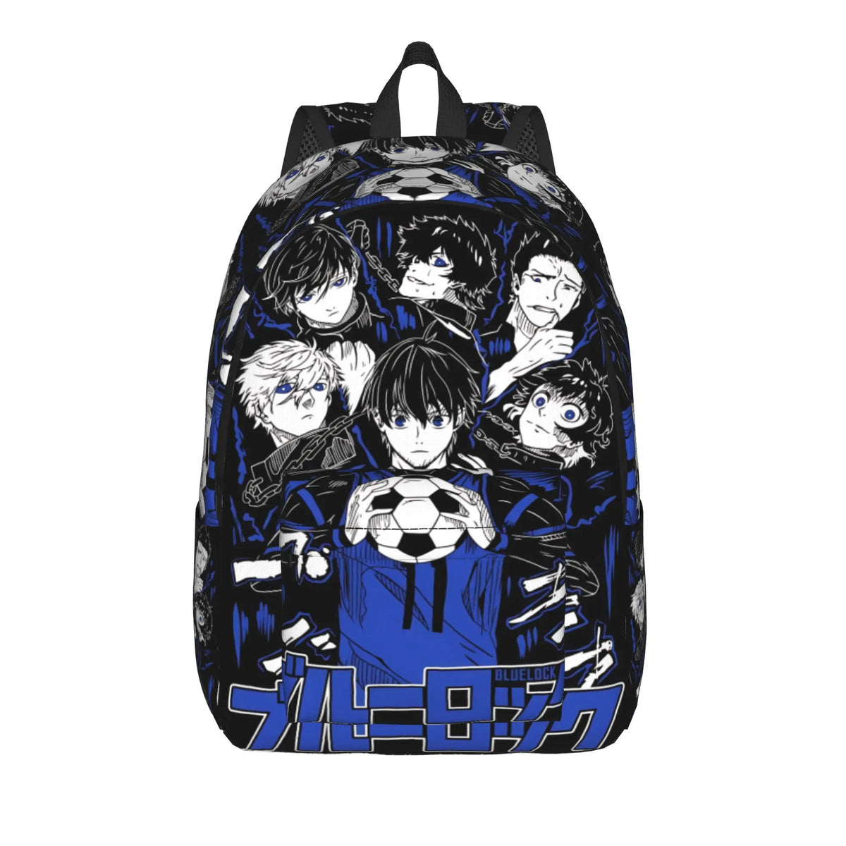 Fashion Blue Lock Football Anime Backpack  Mochilas Casual For Work Zipper Closure Rucksack