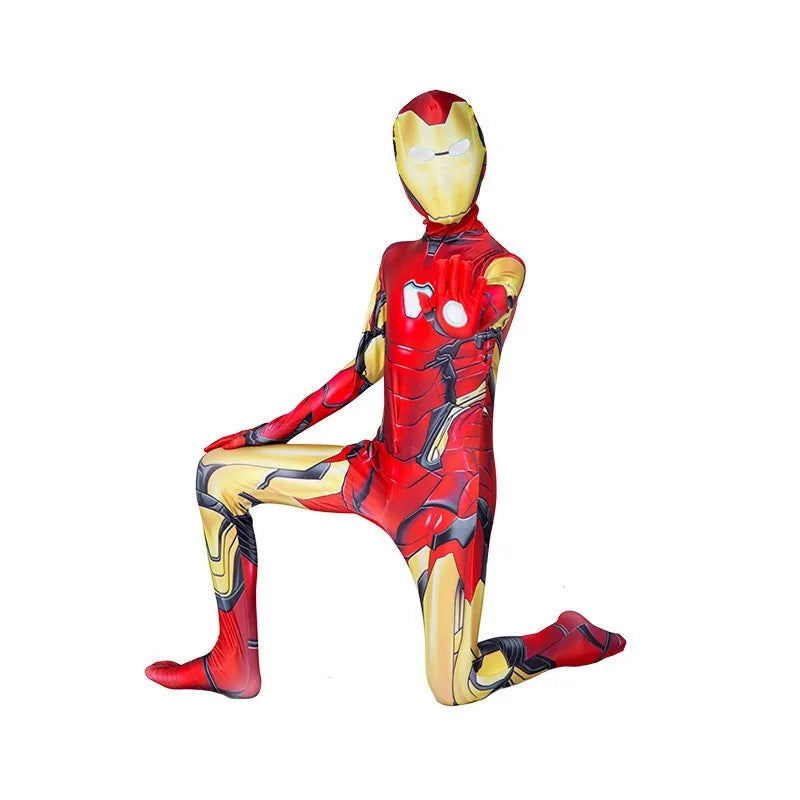 Halloween Role‑Play Bodysuit Stretchy Full Jumpsuit With Headcover Hero Themed Outfit For Cosplay Enthusiasts