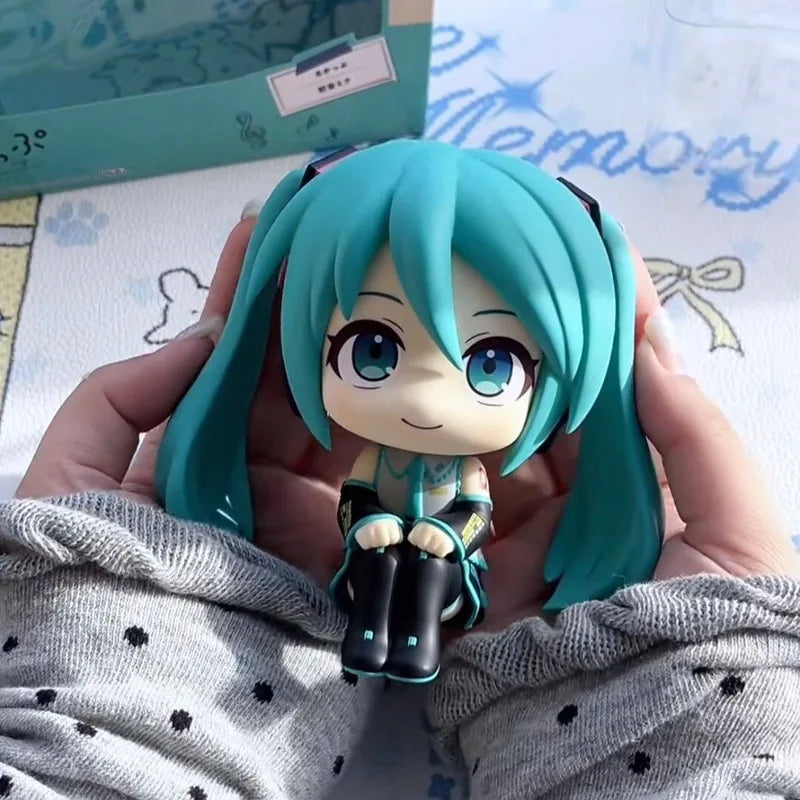 Hatsune Miku Q Version Sitting Figure 8cm PVC Anime Collectible Desktop Car Home Decor Gift