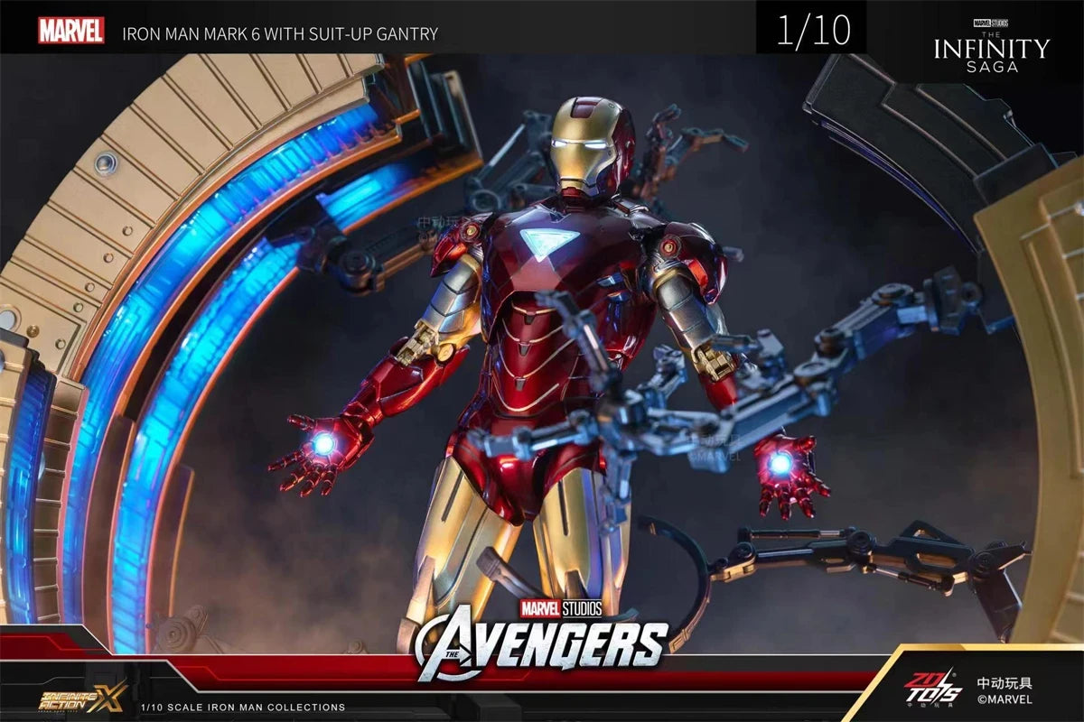 ZD Toys Iron Man MK6 With Suit-up Gantry MK4 With Suit-up Gantry Action Figure Iron Patriot Adult Collection Figure Gift