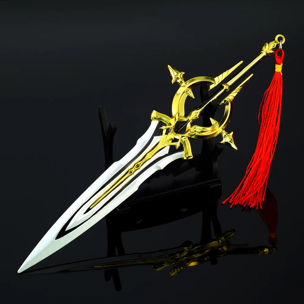 King of Glory Game Peripheral Weapon 22cm Character Kai Silver White Aria Zinc Alloy Weapon Model Ornaments Collection Gift Toys