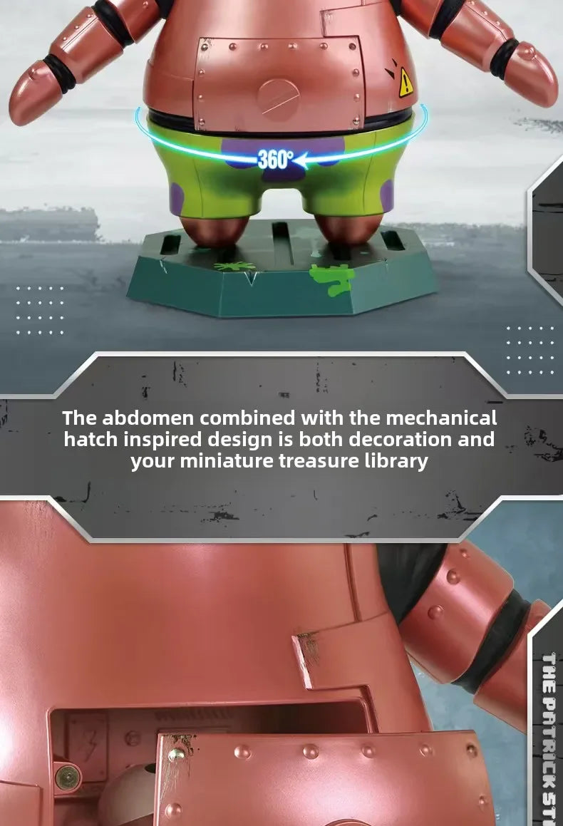 New Patrick Mechanical Style Model 360° Waist Rotation SpongeBob Series Collection of Ornaments PVC Large Figure Toy Gifts