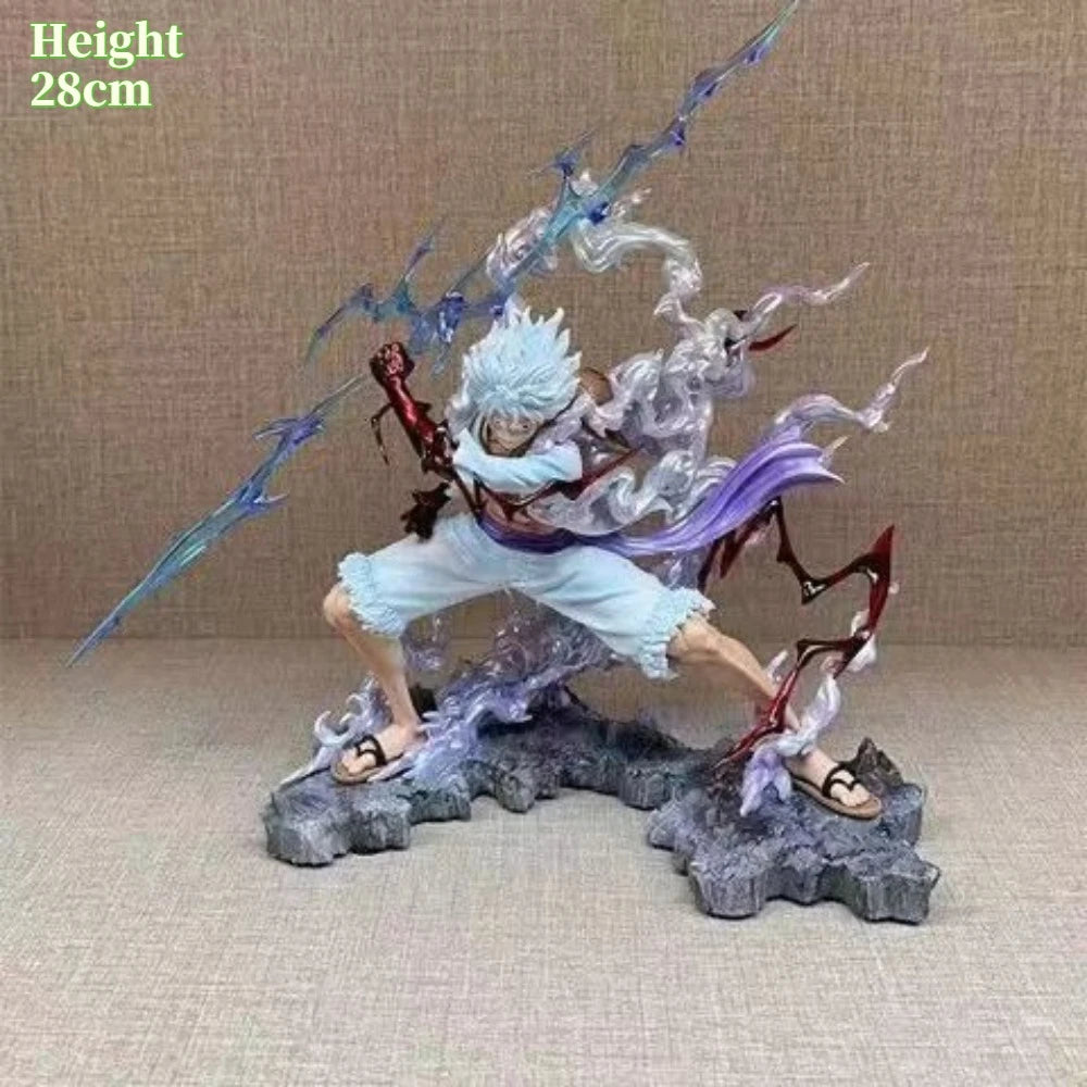 28cm/11.02in One Piece Anime Wink Studio Small Thunderbolt Nika Luffy Figures Pvc Statue Desktop Ornamen Collection Statue Model