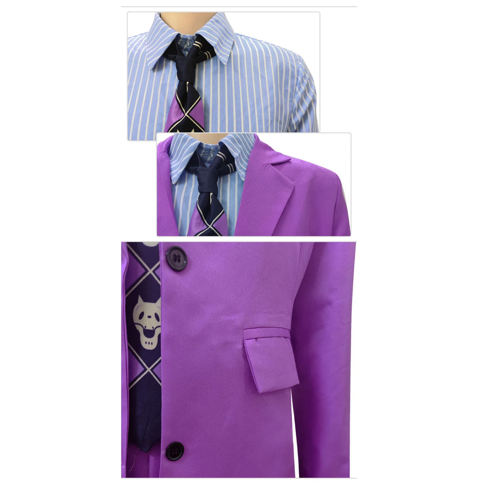 JoJo's Bizarre Adventure Kira Yoshikage Suits Coat Shirt Pants&Tie Men Anime Cos Outfit For Halloween Carnival Party Cos Costume