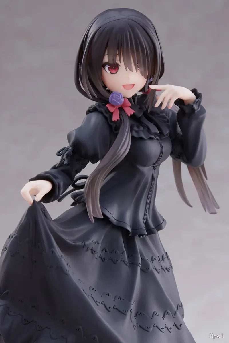 18CM DATE A LIVE Tokisaki Kurumi Anime Figure Cute Girl Model Toy PVC Black Dress Dress-Up Standing Model Car Interior Ornament