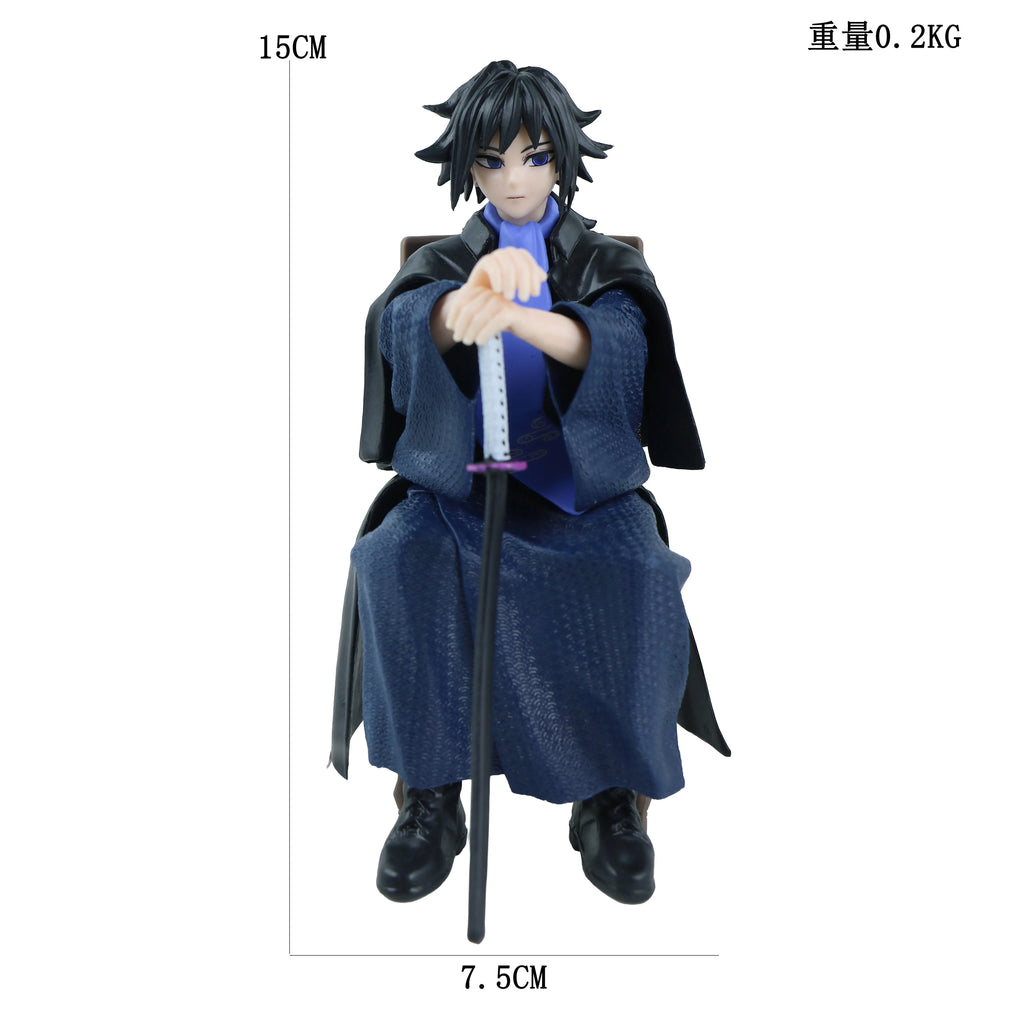 2pcs Demon Slayer Tomioka Giyuu Rengoku Kyojuro Sitting Bachelor Gown Anime Figure Set Home Ornament Collectable Model Toy Gifts