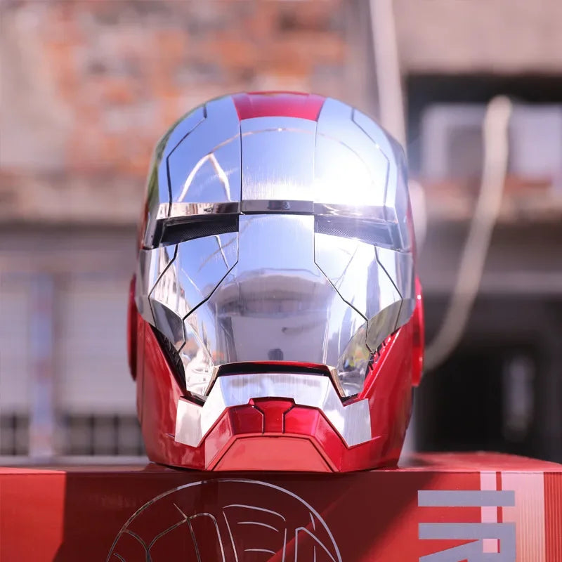 Marvel 1:1 Iron Man Mk5 Jarvis Helmet Remote Voice Control Auto Helmet Mask With Led Light Figure Boy Christmas Birthday Gift