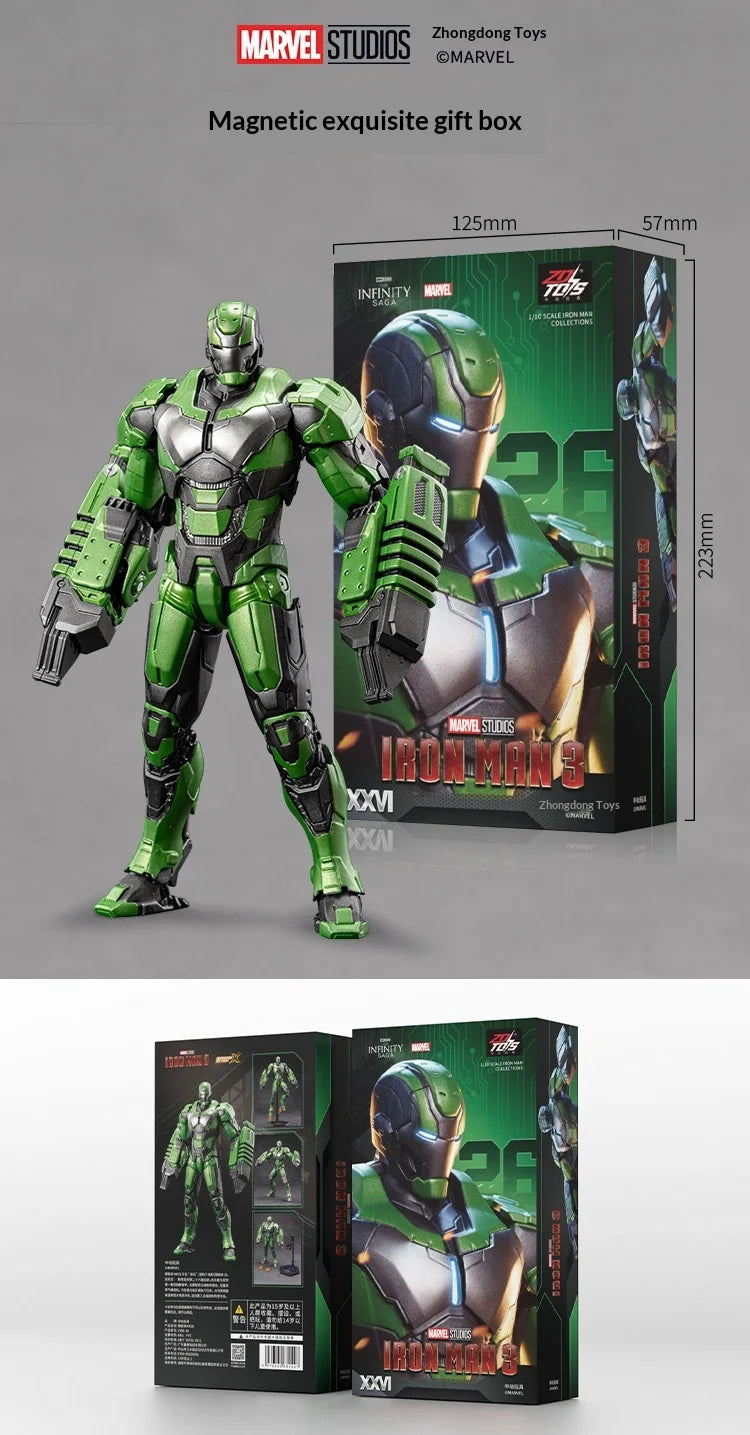 ZDTDS   Iron Man MK26 Gamma Action Figure Joint Movable Collectible Model Desktop Display Gift For Adult Fans