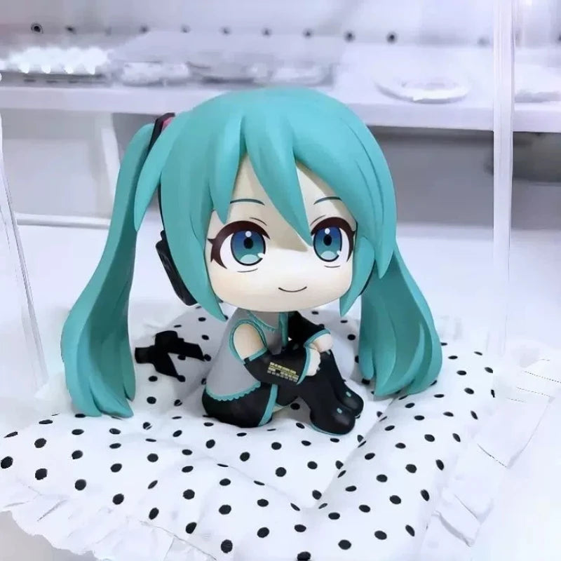 Hatsune Miku Q Version Sitting Figure 8cm PVC Anime Collectible Desktop Car Home Decor Gift