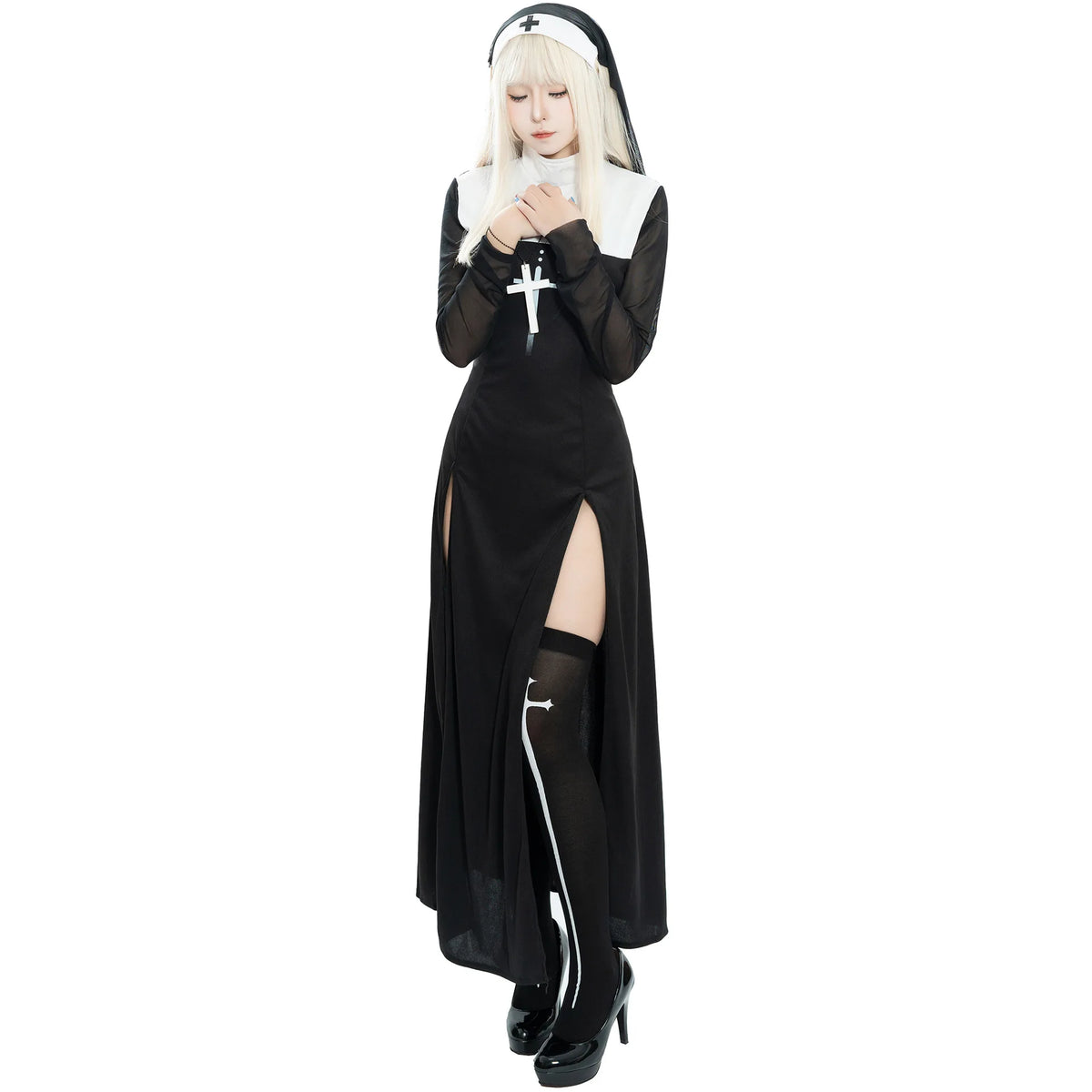New Halloween Cute Female Anime Nun Costume Role Play Performance Clothes Sexy Ladies Performance Fancy Dress Sister Costume