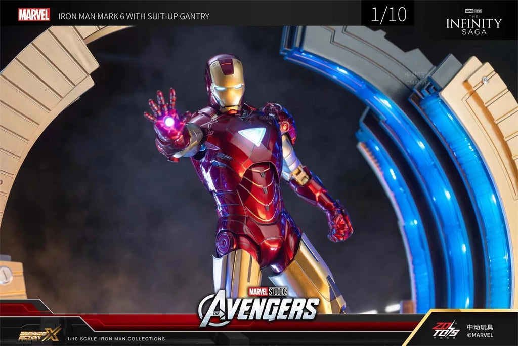 ZD Toys Iron Man MK6 With Suit-up Gantry MK4 With Suit-up Gantry Action Figure Iron Patriot Adult Collection Figure Gift