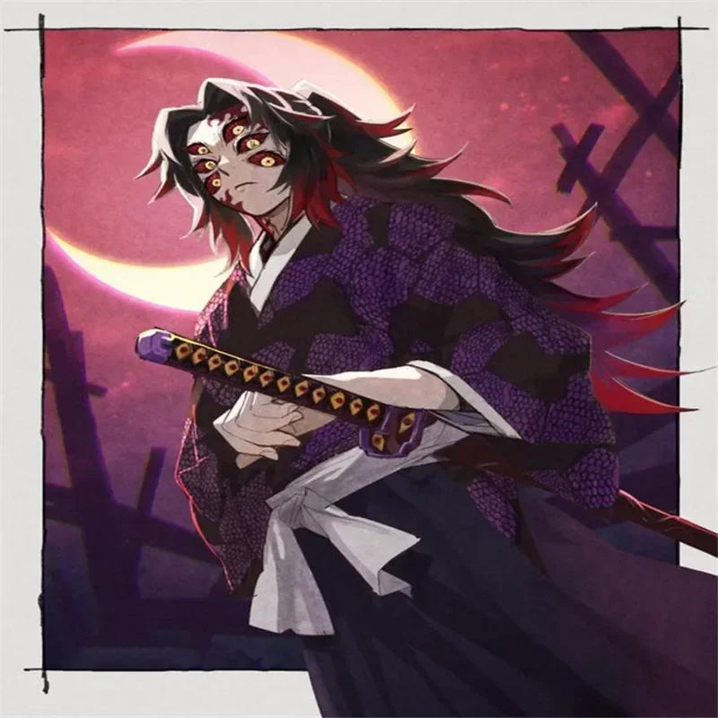 2025 New Kokushibo Cosplay Costume Wigs Tattoo Stickers Anime Printing Kimono Uniform Shirt Halloween Carnival Outfits for