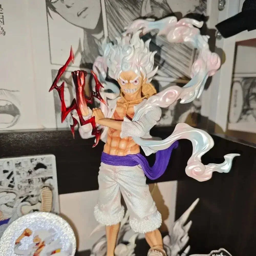 One Piece Gear 5 Nika Luffy Anime Figure with Cloud Effect Base PVC Model Desktop Ornament Collectible Toy Gift